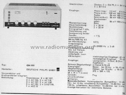 GH919; Philips Radios - (ID = 589137) Ampl/Mixer