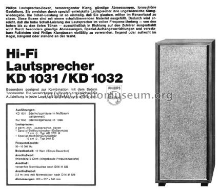 Hi-Fi Lautsprecher KD1031; Philips Radios - (ID = 2520609) Speaker-P