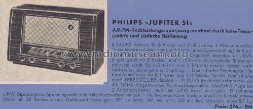 Jupiter 51 BD-522A; Philips Radios - (ID = 1456718) Radio