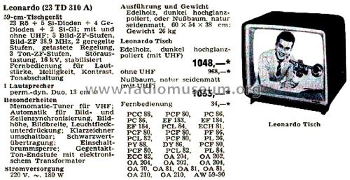 Leonardo Vollautomatic 23TD310A; Philips Radios - (ID = 2839229) Televisión