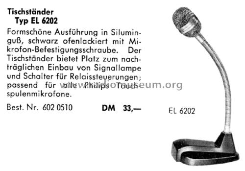 Microphone Stand EL6202; Philips Radios - (ID = 2712043) Microfono/PU