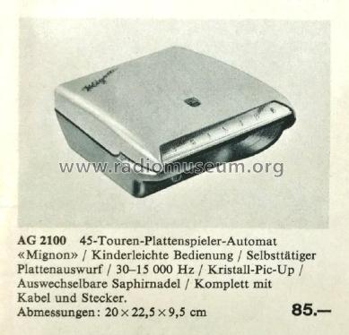 Mignon AG2100 ; Philips Radios - (ID = 2344613) R-Player