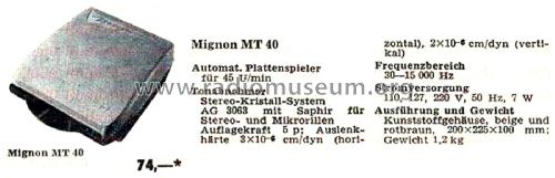 Mignon MT40; Philips Radios - (ID = 2694914) Enrég.-R