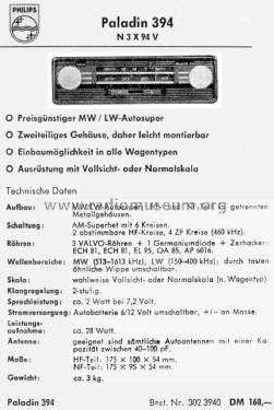 Paladin 394 N3X94V /22; Philips Radios - (ID = 2281183) Car Radio