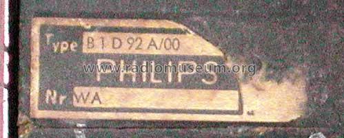 Philettina B1D92A /00; Philips Radios - (ID = 481077) Radio