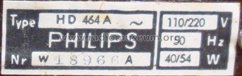 Radio-Phono-Koffer 464 HD464A; Philips Radios - (ID = 1211933) Radio
