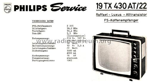 Raffael Luxus Alltransistor 19TX430AT /22; Philips Radios - (ID = 2839672) Televisore