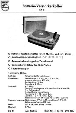 Batterie Verstärkerkoffer SK61 AG4026 /90; Philips Radios - (ID = 2290413) R-Player
