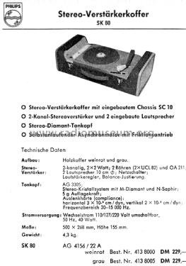 Stereo-Verstärkerkoffer SK80 AG4156 /22A Ch= AG2056; Philips Radios - (ID = 2290409) Ton-Bild