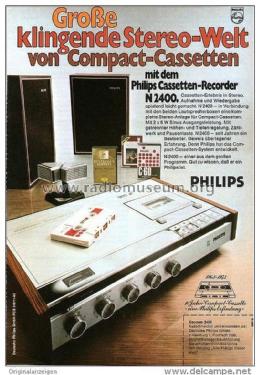 Stereo Cassette Recorder N2400; Philips Radios - (ID = 2808946) Sonido-V