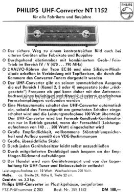 UHF-Konverter NT1152; Philips Radios - (ID = 2292130) Adapter