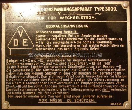 Wechselstrom-Netzanode 3009; Philips Radios - (ID = 2197433) Power-S