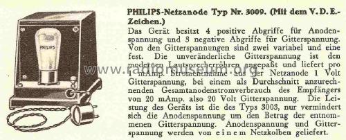 Wechselstrom-Netzanode 3009; Philips Radios - (ID = 847933) A-courant