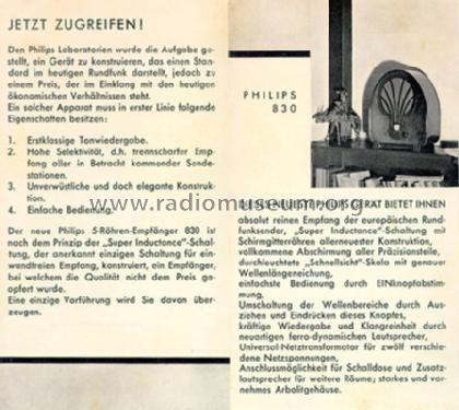 830A; Philips - Schweiz (ID = 66938) Radio