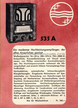 'Multi-Inductance' 535A; Philips - Schweiz (ID = 3033692) Radio
