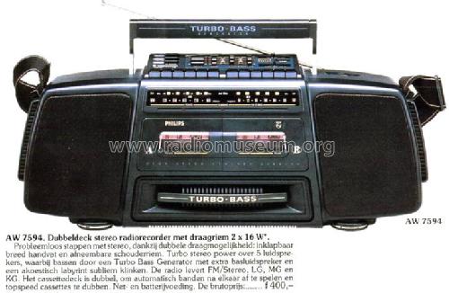 Stereo radio recorder TURBO-BASS AW7594 /05; Philips, Singapore (ID = 2396098) Radio