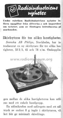 Record Changer 2975 /20V; Philips, Svenska AB, (ID = 1656047) R-Player