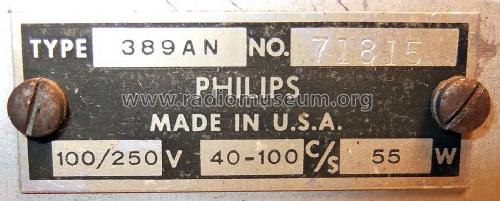 389AN; Philips USA (ID = 1162889) Radio