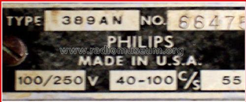 389AN; Philips USA (ID = 152990) Radio