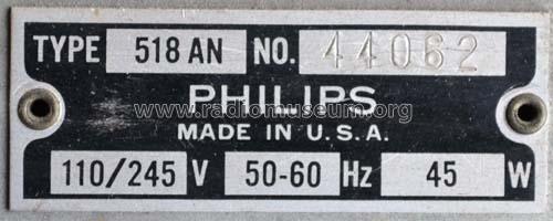 518AN; Philips USA (ID = 2518569) Radio
