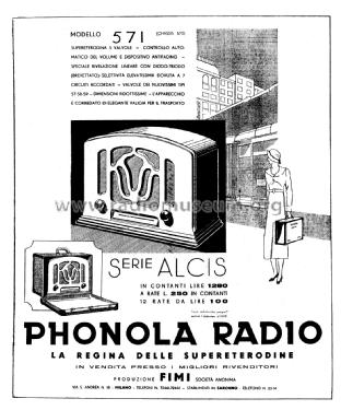 571 serie Alcis Ch= 570 Serie IX; Phonola SA, FIMI; (ID = 3024827) Radio