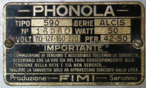 591 ; Phonola SA, FIMI; (ID = 327981) Radio