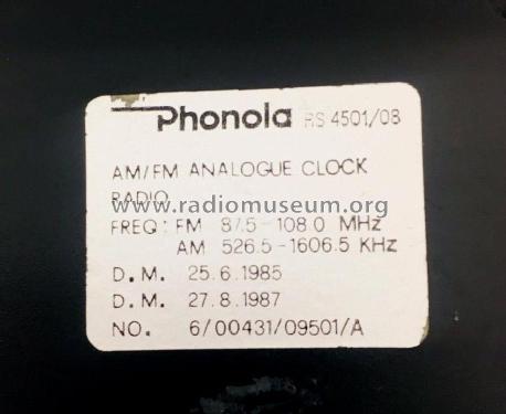 AM/FM Analogue Alarm Clock Radio RS4501 /08; Phonola SA, FIMI; (ID = 2333945) Radio