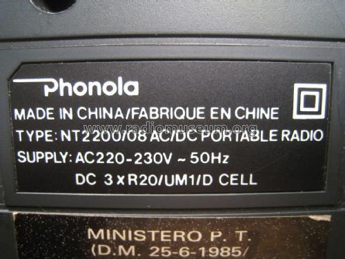 FM/MW Radio Receiver NT2200/08; Phonola SA, FIMI; (ID = 2122970) Radio