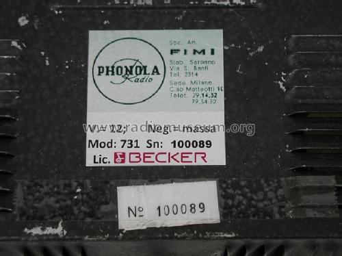 Becker Brescia 731; Phonola SA, FIMI; (ID = 1487999) Car Radio