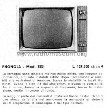 TV-2331; Phonola SA, FIMI; (ID = 2861932) Fernseh-E