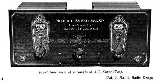 A.C. Super-Wasp K-115; Pilot Electric Mfg. (ID = 489986) Radio