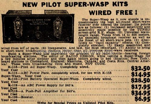 A.C. Super-Wasp K-115; Pilot Electric Mfg. (ID = 793915) Radio