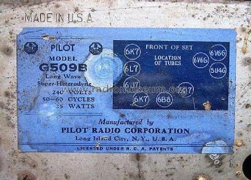 G-509 ; Pilot Electric Mfg. (ID = 2300104) Radio