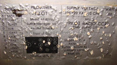 Pilotuner AF-821U; Pilot Electric Mfg. (ID = 2080160) Radio
