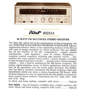 Stereo FM Multiplex Tuner-Amplifier 602M ; Pilot Electric Mfg. (ID = 3019804) Radio