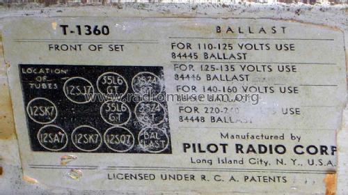 T-1360 ; Pilot Electric Mfg. (ID = 912337) Radio