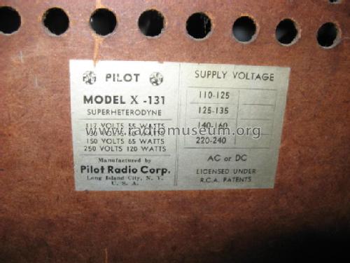 X-131 ; Pilot Electric Mfg. (ID = 372662) Radio