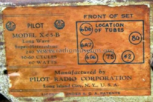 X-65-B ; Pilot Electric Mfg. (ID = 505369) Radio