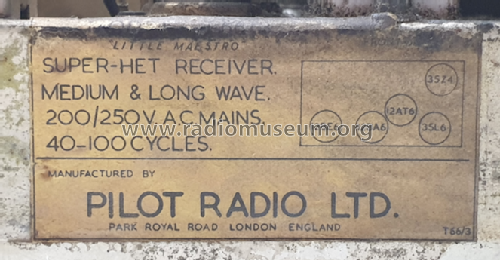 Little Maestro T66/3; Pilot Radio Ltd.; (ID = 2426321) Radio