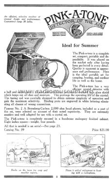 Pink-A-Tone Crystal Receiver Detector of the Air; Pinkerton Electric (ID = 1071396) Galena