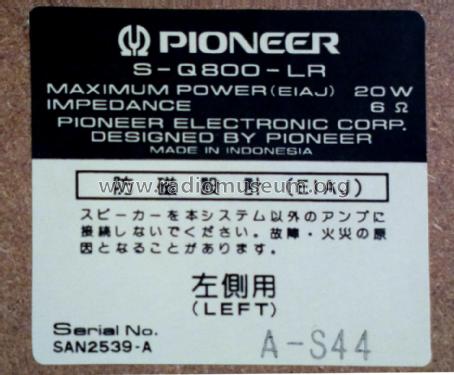 2-Way Speaker SQ-800-LR; Pioneer Corporation; (ID = 1818093) Speaker-P