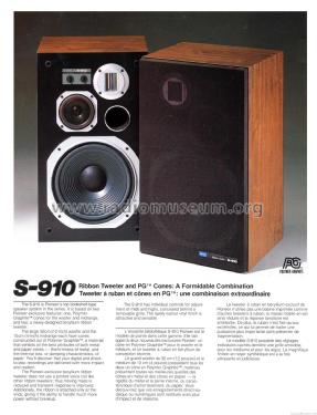 3-Way Speaker System S-910; Pioneer Corporation; (ID = 1895593) Speaker-P