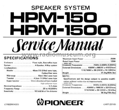 4 Way Speaker System HPM-1500; Pioneer Corporation; (ID = 1971194) Speaker-P