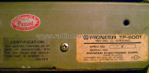 8 Track Stereo Player TP-8001; Pioneer Corporation; (ID = 1328106) Autoradio