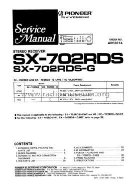 AM/FM Stereo Receiver SX-702RDS; Pioneer Corporation; (ID = 1927186) Radio