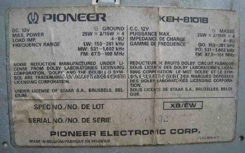 KEH-8101B; Pioneer Corporation; (ID = 2109581) Car Radio
