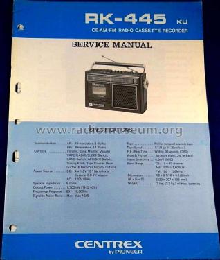 CB AM/FM Radio Cassette Recorder RK-445 KU; Pioneer Corporation; (ID = 2483734) Radio