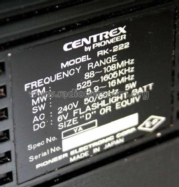 Centrex RK-222; Pioneer Corporation; (ID = 2080508) Radio