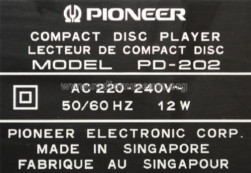 Compact Disc Player PD-202; Pioneer Corporation; (ID = 1433528) R-Player