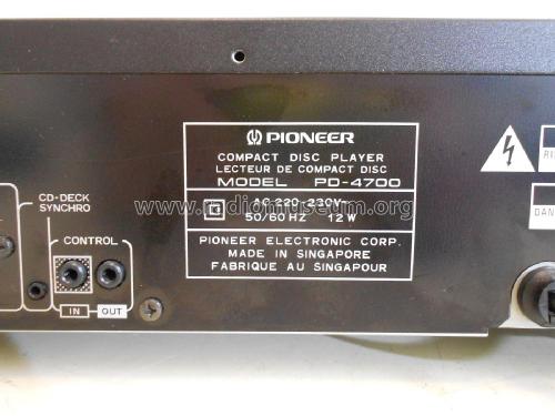 Compact Disc Player PD-4700; Pioneer Corporation; (ID = 2248738) R-Player